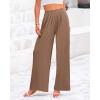 imageBTFBM Womens Casual Wide Leg Pants Summer Fall Clothes Pleated Elastic Waist Loose Palazzo Knit Trousers with PocketsKhaki