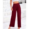 imageBTFBM Womens Casual Wide Leg Pants Summer Fall Clothes Pleated Elastic Waist Loose Palazzo Knit Trousers with PocketsWine Red