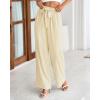 imageBTFBM Womens Striped Wide Leg Pants Dressy High Waist Trousers Business Casual Loose Flowy Tie Knot Palazzo PantsApricot
