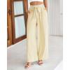 imageBTFBM Womens Striped Wide Leg Pants Dressy High Waist Trousers Business Casual Loose Flowy Tie Knot Palazzo PantsApricot