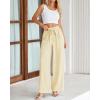 imageBTFBM Womens Striped Wide Leg Pants Dressy High Waist Trousers Business Casual Loose Flowy Tie Knot Palazzo PantsApricot