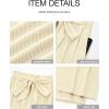 imageBTFBM Womens Striped Wide Leg Pants Dressy High Waist Trousers Business Casual Loose Flowy Tie Knot Palazzo PantsApricot