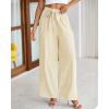 imageBTFBM Womens Striped Wide Leg Pants Dressy High Waist Trousers Business Casual Loose Flowy Tie Knot Palazzo PantsApricot