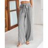 imageBTFBM Womens Striped Wide Leg Pants Dressy High Waist Trousers Business Casual Loose Flowy Tie Knot Palazzo PantsBlack