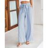 imageBTFBM Womens Striped Wide Leg Pants Dressy High Waist Trousers Business Casual Loose Flowy Tie Knot Palazzo PantsBlue