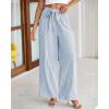 imageBTFBM Womens Striped Wide Leg Pants Dressy High Waist Trousers Business Casual Loose Flowy Tie Knot Palazzo PantsBlue