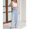 imageBTFBM Womens Striped Wide Leg Pants Dressy High Waist Trousers Business Casual Loose Flowy Tie Knot Palazzo PantsBlue