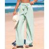 imageBTFBM Womens Striped Wide Leg Pants Dressy High Waist Trousers Business Casual Loose Flowy Tie Knot Palazzo PantsGreen