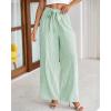 imageBTFBM Womens Striped Wide Leg Pants Dressy High Waist Trousers Business Casual Loose Flowy Tie Knot Palazzo PantsGreen