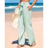 imageBTFBM Womens Striped Wide Leg Pants Dressy High Waist Trousers Business Casual Loose Flowy Tie Knot Palazzo PantsGreen