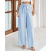 imageBTFBM Womens Striped Wide Leg Pants Dressy High Waist Trousers Business Casual Loose Flowy Tie Knot Palazzo PantsLight Blue
