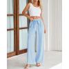 imageBTFBM Womens Striped Wide Leg Pants Dressy High Waist Trousers Business Casual Loose Flowy Tie Knot Palazzo PantsLight Blue