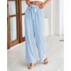 imageBTFBM Womens Striped Wide Leg Pants Dressy High Waist Trousers Business Casual Loose Flowy Tie Knot Palazzo PantsLight Blue