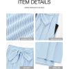 imageBTFBM Womens Striped Wide Leg Pants Dressy High Waist Trousers Business Casual Loose Flowy Tie Knot Palazzo PantsLight Blue