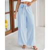 imageBTFBM Womens Striped Wide Leg Pants Dressy High Waist Trousers Business Casual Loose Flowy Tie Knot Palazzo PantsLight Blue