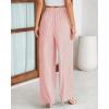 imageBTFBM Womens Striped Wide Leg Pants Dressy High Waist Trousers Business Casual Loose Flowy Tie Knot Palazzo PantsPink