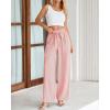imageBTFBM Womens Striped Wide Leg Pants Dressy High Waist Trousers Business Casual Loose Flowy Tie Knot Palazzo PantsPink