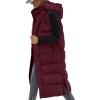 imageBTFBM Long Puffer Vest Women Quilted Hooded Button Down Zip Up Sleeveless Vests Outerwear Padded Jacket Fall Winter CoatWine Red