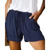 imageBTFBM Summer Shorts for Women 2025 Casual Elastic Waist Drawstring Lightweight Beach Lounge Short Pants PocketsSolid Dark Blue