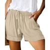 imageBTFBM Summer Shorts for Women 2025 Casual Elastic Waist Drawstring Lightweight Beach Lounge Short Pants PocketsSolid Khaki