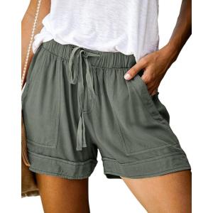 imageBTFBM Summer Shorts for Women 2025 Casual Elastic Waist Drawstring Lightweight Beach Lounge Short Pants PocketsGreen