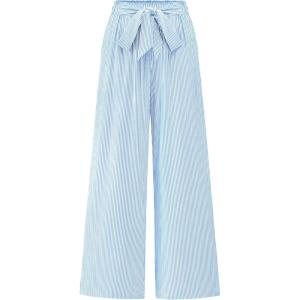 imageBTFBM Womens Striped Wide Leg Pants Dressy High Waist Trousers Business Casual Loose Flowy Tie Knot Palazzo PantsLight Blue
