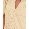 imageBTFBM Womens Casual Summer Blouse 2025 Hollow Out Eyelet Embroidery Tops V Neck Buttons Puff Short Sleeve Boho ShirtsBeige