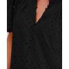 imageBTFBM Womens Casual Summer Blouse 2025 Hollow Out Eyelet Embroidery Tops V Neck Buttons Puff Short Sleeve Boho ShirtsBlack