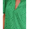 imageBTFBM Womens Casual Summer Blouse 2025 Hollow Out Eyelet Embroidery Tops V Neck Buttons Puff Short Sleeve Boho ShirtsGreen