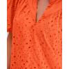 imageBTFBM Womens Casual Summer Blouse 2025 Hollow Out Eyelet Embroidery Tops V Neck Buttons Puff Short Sleeve Boho ShirtsOrange