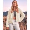 imageBTFBM Womens Faux Fur Cropped Jacket Fall Winter Fashion 2025 Soft Long Sleeve Open Front Fluffy Short Coat OuterwearSolid Apricot