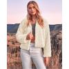 imageBTFBM Womens Faux Fur Cropped Jacket Fall Winter Fashion 2025 Soft Long Sleeve Open Front Fluffy Short Coat OuterwearSolid Apricot