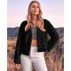 imageBTFBM Womens Faux Fur Cropped Jacket Fall Winter Fashion 2025 Soft Long Sleeve Open Front Fluffy Short Coat OuterwearSolid Black