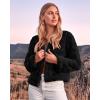 imageBTFBM Womens Faux Fur Cropped Jacket Fall Winter Fashion 2025 Soft Long Sleeve Open Front Fluffy Short Coat OuterwearSolid Black