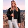 imageBTFBM Womens Faux Fur Cropped Jacket Fall Winter Fashion 2025 Soft Long Sleeve Open Front Fluffy Short Coat OuterwearSolid Black