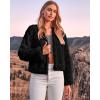 imageBTFBM Womens Faux Fur Cropped Jacket Fall Winter Fashion 2025 Soft Long Sleeve Open Front Fluffy Short Coat OuterwearSolid Black