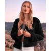 imageBTFBM Womens Faux Fur Cropped Jacket Fall Winter Fashion 2025 Soft Long Sleeve Open Front Fluffy Short Coat OuterwearSolid Black