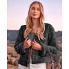 imageBTFBM Womens Faux Fur Cropped Jacket Fall Winter Fashion 2025 Soft Long Sleeve Open Front Fluffy Short Coat OuterwearSolid Dark Grey