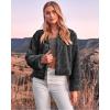 imageBTFBM Womens Faux Fur Cropped Jacket Fall Winter Fashion 2025 Soft Long Sleeve Open Front Fluffy Short Coat OuterwearSolid Dark Grey