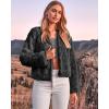 imageBTFBM Womens Faux Fur Cropped Jacket Fall Winter Fashion 2025 Soft Long Sleeve Open Front Fluffy Short Coat OuterwearSolid Dark Grey