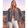 imageBTFBM Womens Faux Fur Cropped Jacket Fall Winter Fashion 2025 Soft Long Sleeve Open Front Fluffy Short Coat OuterwearSolid Light Grey