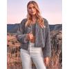 imageBTFBM Womens Faux Fur Cropped Jacket Fall Winter Fashion 2025 Soft Long Sleeve Open Front Fluffy Short Coat OuterwearSolid Light Grey