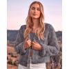 imageBTFBM Womens Faux Fur Cropped Jacket Fall Winter Fashion 2025 Soft Long Sleeve Open Front Fluffy Short Coat OuterwearSolid Light Grey