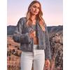 imageBTFBM Womens Faux Fur Cropped Jacket Fall Winter Fashion 2025 Soft Long Sleeve Open Front Fluffy Short Coat OuterwearSolid Light Grey