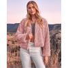 imageBTFBM Womens Faux Fur Cropped Jacket Fall Winter Fashion 2025 Soft Long Sleeve Open Front Fluffy Short Coat OuterwearSolid Pink
