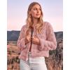 imageBTFBM Womens Faux Fur Cropped Jacket Fall Winter Fashion 2025 Soft Long Sleeve Open Front Fluffy Short Coat OuterwearSolid Pink