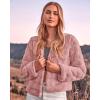 imageBTFBM Womens Faux Fur Cropped Jacket Fall Winter Fashion 2025 Soft Long Sleeve Open Front Fluffy Short Coat OuterwearSolid Pink