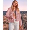 imageBTFBM Womens Faux Fur Cropped Jacket Fall Winter Fashion 2025 Soft Long Sleeve Open Front Fluffy Short Coat OuterwearSolid Pink