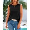 imageBTFBM Womens Sleeveless Sweater Vest 2025 Summer Crew Neck Ribbed Knit Lightweight Pullover Casual Loose Fit Tank TopsBlack
