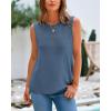 imageBTFBM Womens Sleeveless Sweater Vest 2025 Summer Crew Neck Ribbed Knit Lightweight Pullover Casual Loose Fit Tank TopsGrey Blue